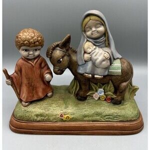 Vtg Scioto Molds 1981 Mary Joseph Jesus Figurine Christmas Nativity Set Painted